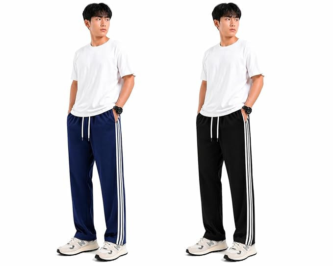 Track Pants for Men Combo Pack of 2 - Regular Fit Gym Trackpants Set Elastic Waist Straight Fit Casual Lower Sports Wear Joggers Bundle
