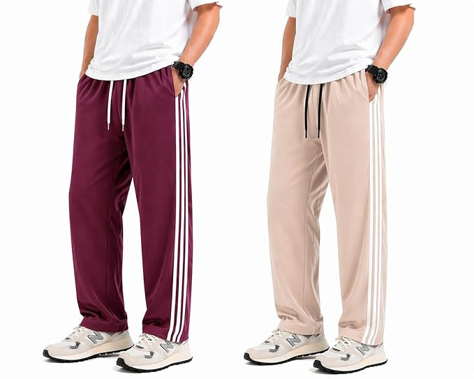 Track Pants for Men Combo Pack of 2 - Regular Fit Gym Trackpants Set Elastic Waist Straight Fit Casual Lower Sports Wear Joggers Bundle