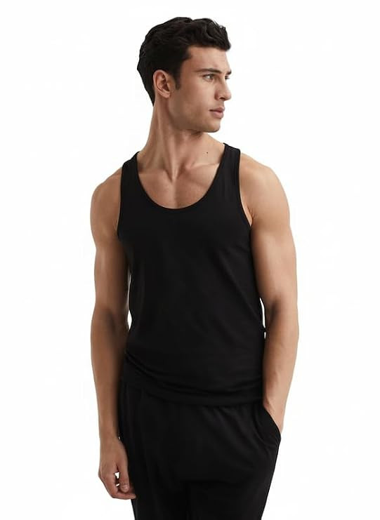 Moirai Premium 100% Cotton Vest for Men Sweat Absorbent Round Neck Slim Fit Undershirt Innerwear Men Tank Top Gym Vest Baniyan