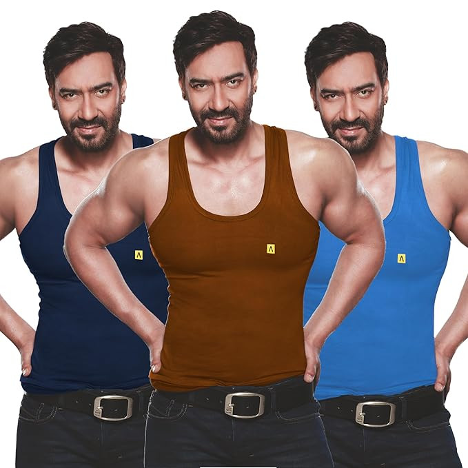 Amul Comfy Men's Vest | Round Neck | Breathable Lightweight Innerwear | Moisture Wicking | Soft Feel | Pack of 3 | Color May Vary