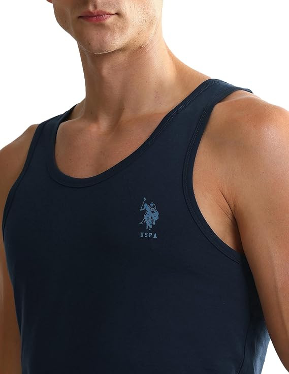 U.S. Polo ASSN. Mens OEV05 Solid Cotton Vest - Pack of 2