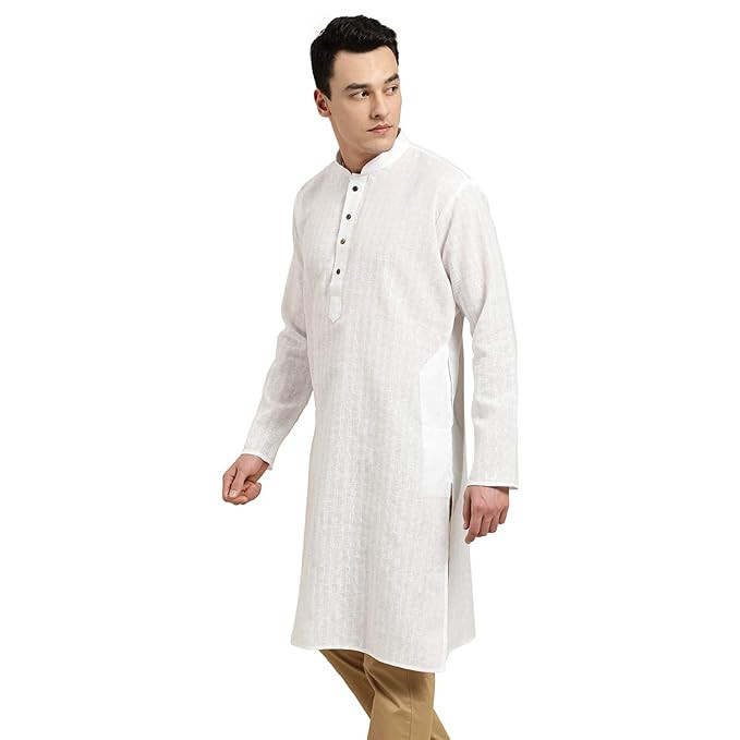 SOJANYA Pastel Green Cotton Blend Kurta with Contrast Button Detailing