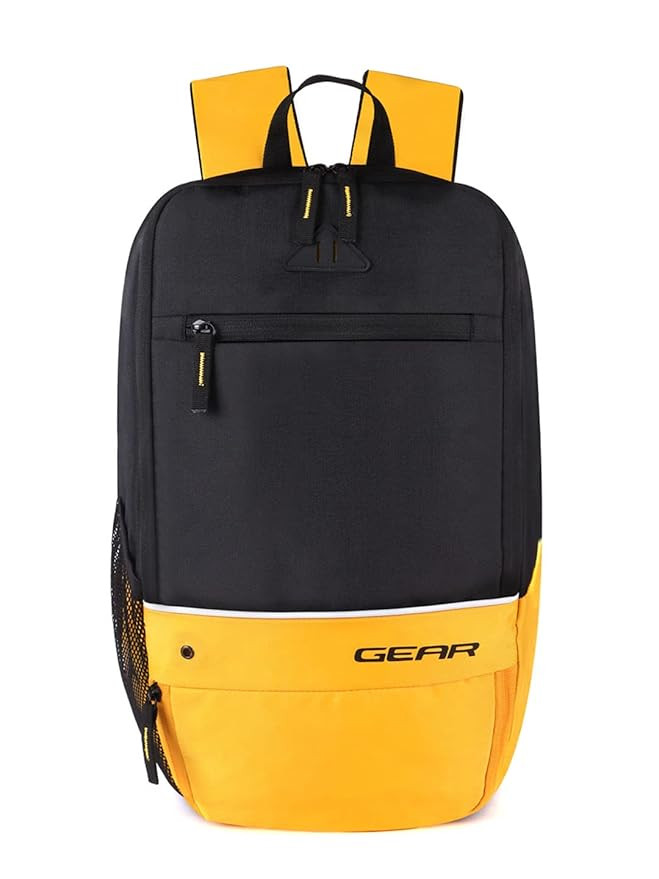 Gear Superior XL 16"/17L Small Water Resistant Backpack | Casual Backpack | College Bag |Travel Bag For Men/Women (Black - Yellow)