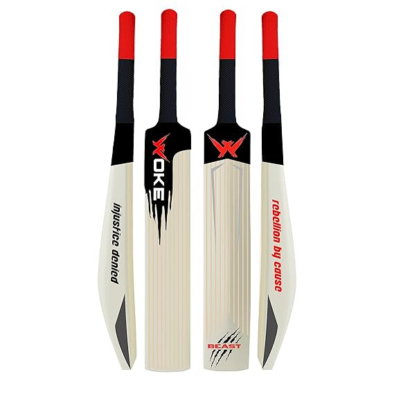 Woke Stalwart Beast Heavy Duty Plastic Cricket Bat, Full Size (34” X 4.5” inches) Premium Hybrid Bat for All Age Groups – Kids/Boys/Girls/Adults (Beast (Natural)