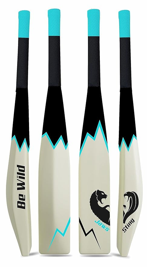 Jaspo Be Wild Heavy Duty Plastic Cricket Bat Full Plastic Bat Hard Plastic Bat Cricket Bat Full Size for All Age Groups – Kids Boys Girls Adults(Off White)