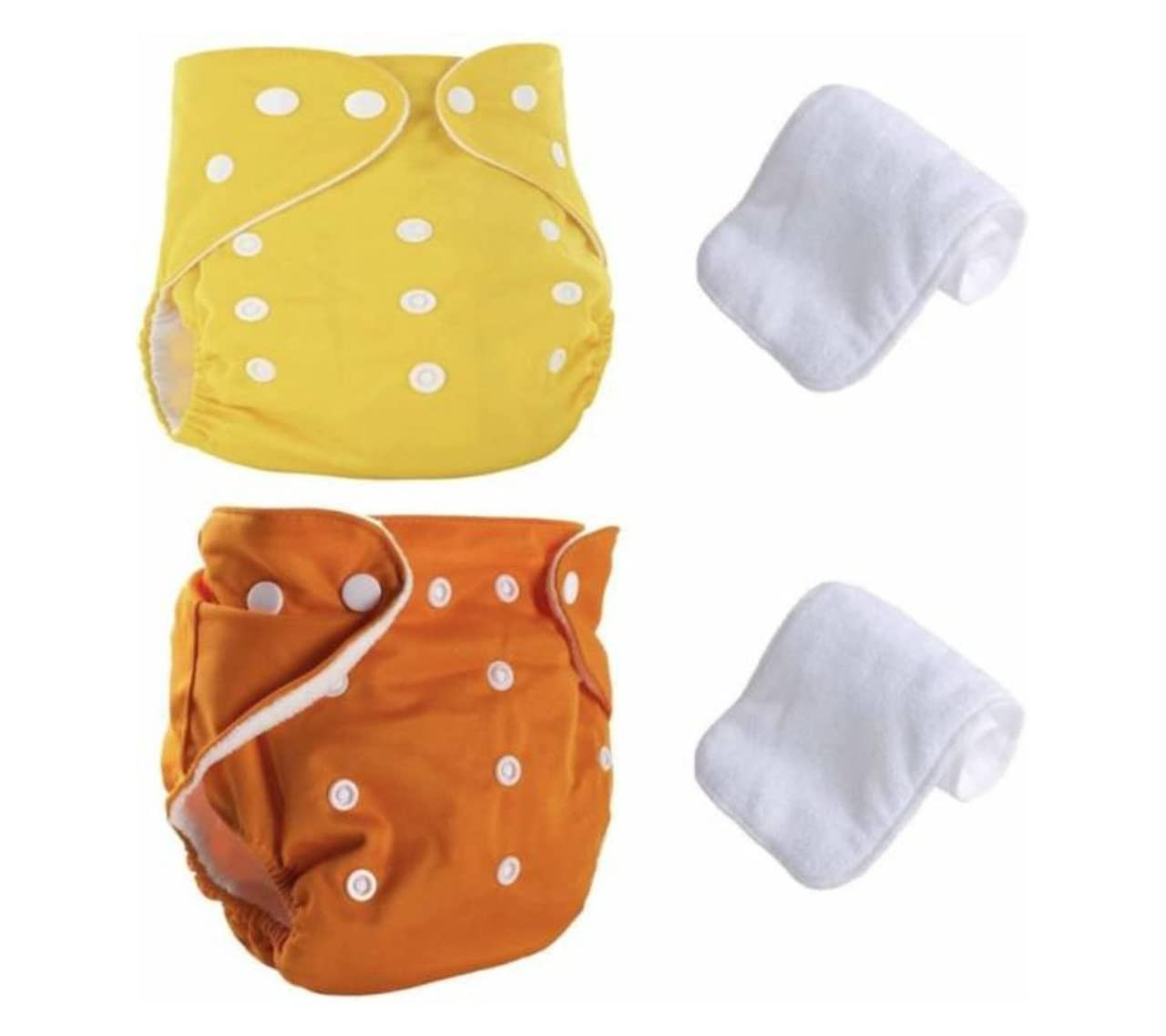 Baby Washable Cloth Diaper Nappies with Wet-Free Inserts, Washable Reusable Pocket Cloth Diapers for New Born Baby 0-24 month for Babies/Infants/Toddlers Pack of 2 (Free Size) (4XL)