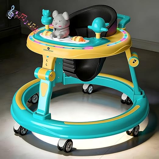 StarAndDaisy Baby Walkers for 6-24 Month Baby Boy Girl /360°Walker for Kids with 7 Level Height Adjustment/Walker for Baby with Switchable Food & Musical Toy Tray.