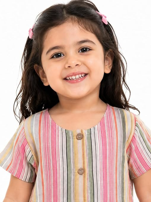 Grace Mode Girls Floral Printed Tiered Dress for Kids | Soft Cotton Blend Casual Frock for Girls Age 2-15 Years