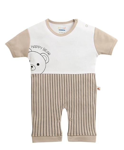 BUMZEE Boys Regular Fit Half Sleeves Round Neck Cotton Romper With Attached Bow