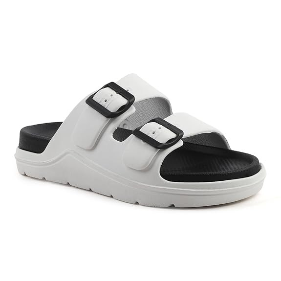 Men’s Double Strap EVA Slippers | Lightweight Adjustable Buckle Slides | Anti-Skid Comfortable Casual Sandals for Indoor Outdoor