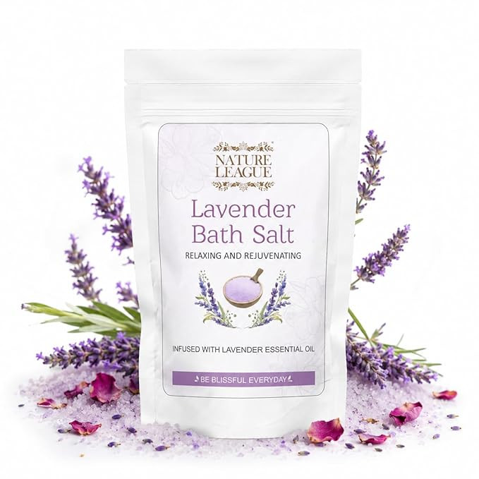 Lavender Bath Salt Soak with Natural Essential Oils, Calming Aromatherapy for Stress Relief, Muscle Relaxation & Skin Revitalization, Luxury Spa-Like Experience, Paraben & Cruelty Free, 250g (Pack of 1)