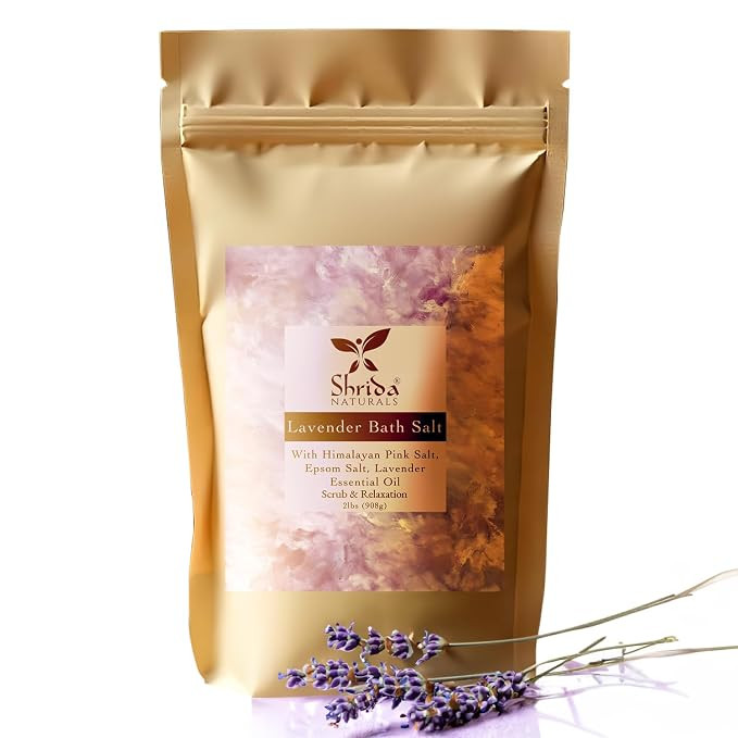 Bath Salt with Epsom & Himalayan Pink Salt, 908g, Infused with Lavender Essential Oil, Relaxing Spa Soak, Muscle Pain Relief & Soreness Recovery, Foot Soak & Stress Relief Detox