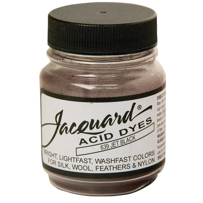 Jacquard Acid Dye for Wool, Silk and Other Protein Fibers, 1/2 Ounce Jar, Concentrated Powder, Jet Black 639