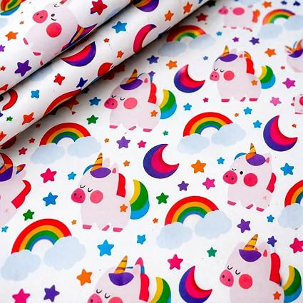Sivayaa Gift Wrapping Paper Sheets for Kids Birthday | Cute Baby Unicorn Rainbow Theme Cartoon Gift Wrap Rolls for Boys & Girls- 19.5 x 29.5 Inches | Premium Wrapping Papers for Baby Shower, DIYs, Parties & Return Gifts (Pack of 6)