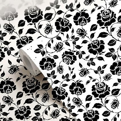 Sivayaa Gift Wrapping Paper Sheets 19.5 x 29.5 Inches | Elegant Vintage Rose Floral Pattern Design Black & White Gift Wrapper Roll | Premium Luxury Gift Wrap for Birthday, Wedding, Anniversary, Return Gifts, Party Supple, DIY’s & Festive Gifts (Pack of 6)