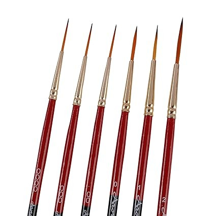 Kabeer Art Synthetic Detail and Script Liner Paintbrush Set of 6 Pc for Modern Art, Idol Painting