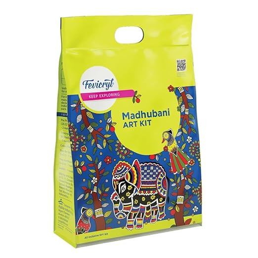 Fevicryl Madhubani Art kit I Learn Art of India with Complete DIY Painting Set with Pre-Printed Canvases, Acrylic Paints, Brushes & More | Perfect for Beginners & Artist | Ideal Gift for Rakhi