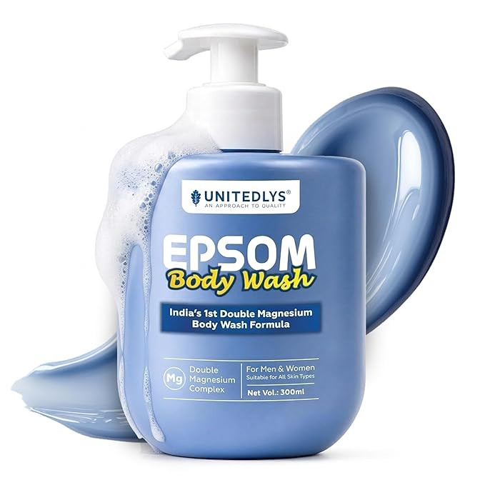 UNITEDLYS Epsom Salt Body Wash | India's 1st Double Magnesium Body Wash, Menthol, Turmeric & Arnica Extracts, Relaxes Muscle Stiffness | Eases Post Workout Soreness, Swelling, Stress & Cramps, 300ml