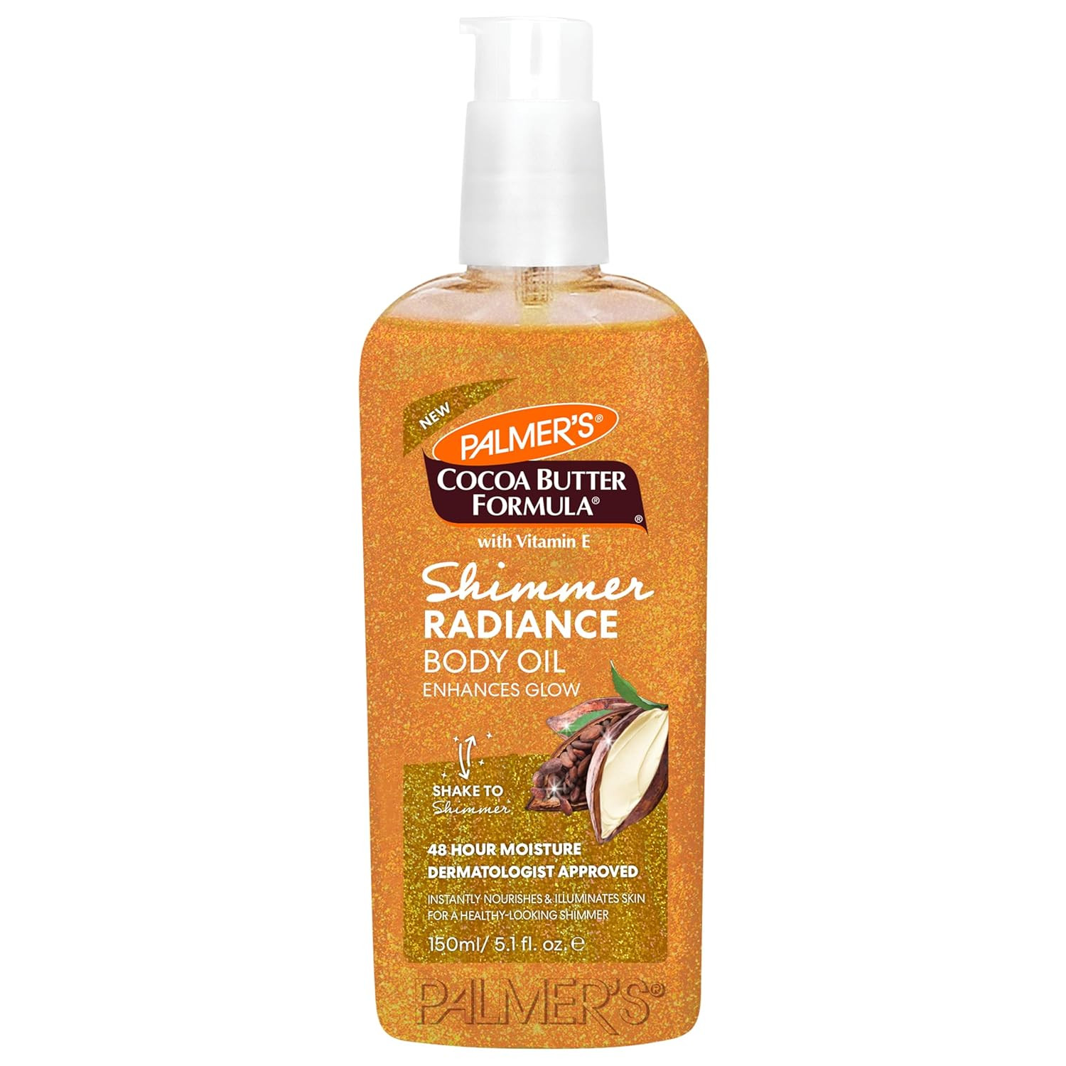 Palmer's Cocoa Butter Formula Shimmer Body Oil with Vitamin E, 150ml, Radiance Body Oil for Glowing Skin, Enhances Dark Tones & Tans, Hydrating