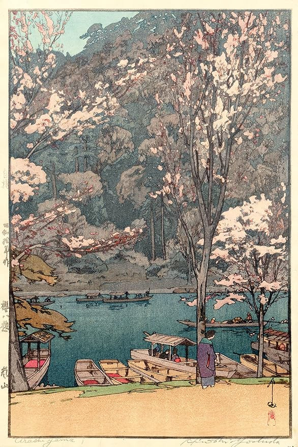 Tallenge - Cherry Blossoms At Arashiyama - Yoshida Hiroshi - Ukiyo-e Woodblock Japanese Art Print - Small Poster(Paper,12 x 17 inches, MultiColour)