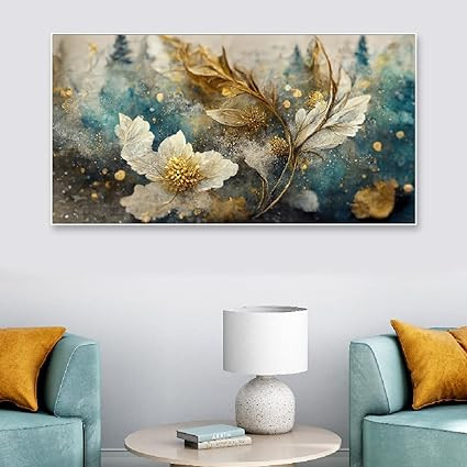 Elegant Artwork Ethereal Blossoms White Floral Floating Frame Canvas Wall Painting for Home and Office Décor (48 Inch W x 24 Inch H)