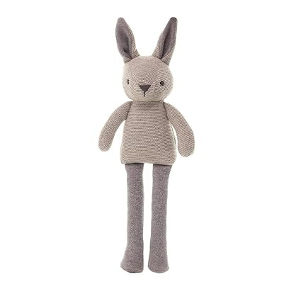 Pluchi Mr. Long Legs Cotton Knitted Stuffed Soft Toy (Vanilla Grey Melange & Medium Grey Melange)