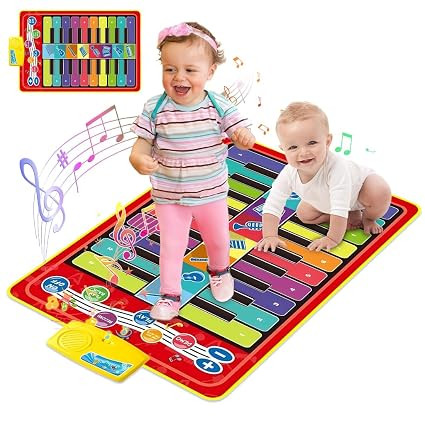 PATPAT® 8 Instrument Piano Keyboard Musical Mat for Kids 1-6 Years, 8 Sounds Kids Piano Play Mat Baby Girl 1 Year Old Baby Boy Birthday Gift Educational Toys for Interest Cultivation (39.37x12.6in)