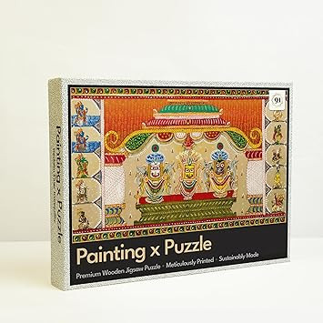 91 Knots | Lord Jagannath, Subhadra and Balabhadra 1000 Pieces Premium Wooden Jigsaw Puzzle for Adults and Kids 12+ Years | Painting Puzzle with Unique Cuts | Festival Gifts for Parents and Friends