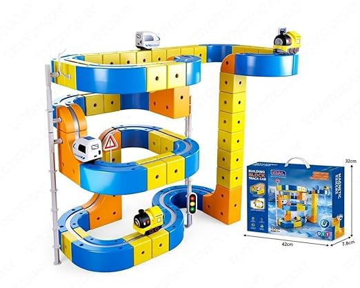 130 PCS Magnetic Building Blocks Track Car Set for Kids 3+, Electric Race Track STEM Construction Toy with Train & DIY Engineering Tracks, Creative Educational Learning Toy for Boys & Girls