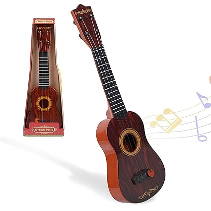Toyshine 4-String Acoustic Guitar for Kids | 18" Beginner Learning Musical Instrument Toy Classical Style Guitar with Realistic Design Lightweight & Durable Educational Toy for Boys & Girls
