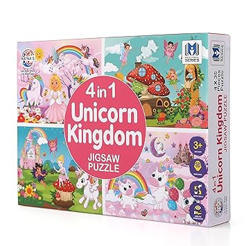 RATNA'S 4 in 1 Unicorn Kingdom Jigsaw Puzzle for Kids |A Perfect Puzzle for Little Hands | 4 x 35 Pieces Jigsaw Puzzle, Multicolor