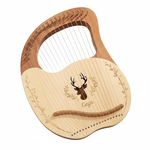 Easy to Tune 19-String Lyre Harp Lightweight 19 String Lyre Wooden Body Warm Clear Tones for Beginners, Practice, Travel, Wood, 19-String