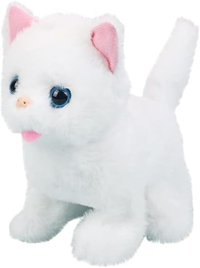 Walking and Barking Dog Soft Puppy Toy for Kids Battery Operated Plush That Walks & Moves Tail Interactive Cute Toy Gift for Girls & Boys (White cat)