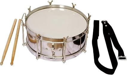 Snare Drum with Drumsticks and Carry Strap, STEEL, Metal Shell, Marching Percussion Instrument 12 INCH
