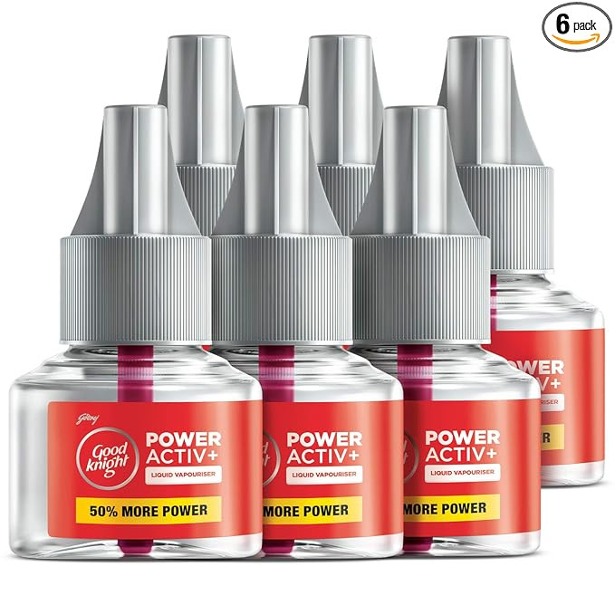 Good Knight Power Activ+ Liquid Vaporiser Pack Of 6 (45ml Each) | 2x Faster Than Before | Mosquito Repellent Refill | India s Most Powerful Liquid Vaporizer