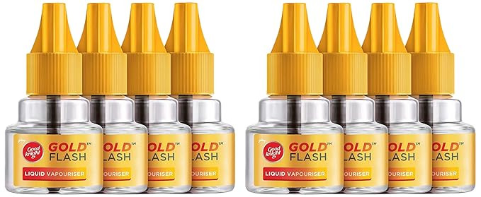 Good knight Gold Flash Liquid Vapourizer | Mosquito Repellent Refill | Pack of 8 (45ml each)