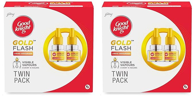 Good knight Gold Flash Liquid Vapourizer | Mosquito Repellent Refill | Pack of 4 (45ml each)
