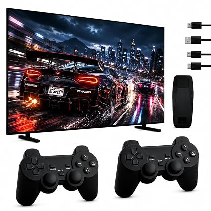 2026 Upgraded 4k TV Video Game Gaming System, Plug & Play Video TV Games HD with Wireless 2 Controllers for Men/Women/Girls/Boys/Adult/Kids (Black)