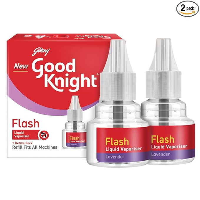 Good Knight Flash Liquid Vaporiser | Pack Of 2 (45ml Each) | Lavender Fragrance | 2x Faster Than Before | Mosquito Repellent Refill | India s Most Powerful Liquid Vaporizer