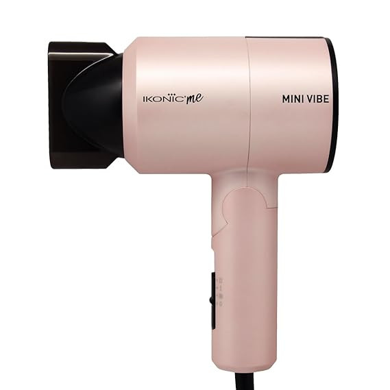 IKONIC Mini Vibe Hair Dryer 1200 Watts with 2 Speed Setting Cool Shot Overheat Protection, Compact Design, Travel Friendly,Glossy Finish Look, All Hair Type, Pink