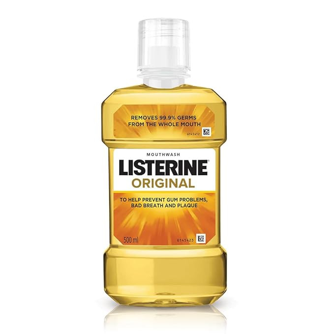 Listerine Original Mouthwash Liquid, Removes 99.9% Germs, 500ml (Pack of 1)