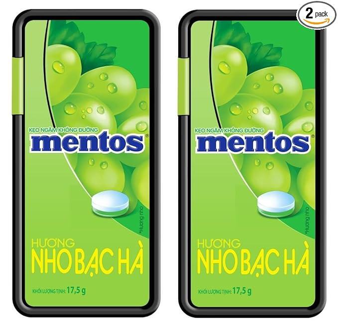 Mentos Grape Mint Flavour Sugar Free Candy, Each 17.5g X 2 Count, (Product Of Vietnam) From DECADENT FOODS
