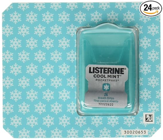Listerine Cool Mint Mouth Freshener, Kills Bad Breath Germs - 24 Breath Strips