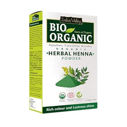 Indus Valley Herbal Henna Powder Organic Natural Green Heena for Hair Colour Nourishes Conditions & Strengthens No Harsh Chemicals All Hair Types (100g)