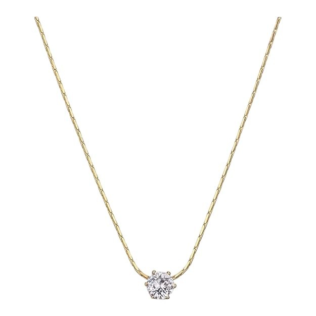 Anti Tarnish Stainless Steel Solitaire Pendant Necklace, Celebrity Style Jewellery