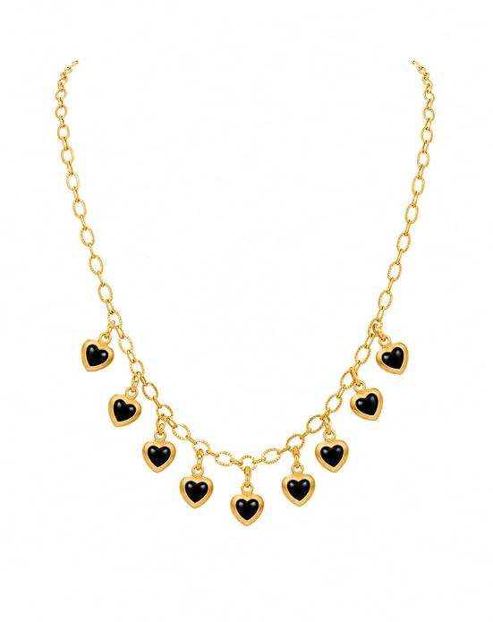 Heart Heavy Charm Chain Necklace for Women | Gold Colour chain Artificial Fashion Jewellery | Trendy Statement Pendant Chain for Girls, Party, Daily & Gift