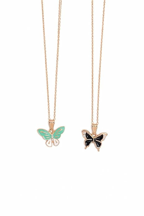 Girls & womens neck chain pack of-2 With Butterfly Pendent Artificial jwellery