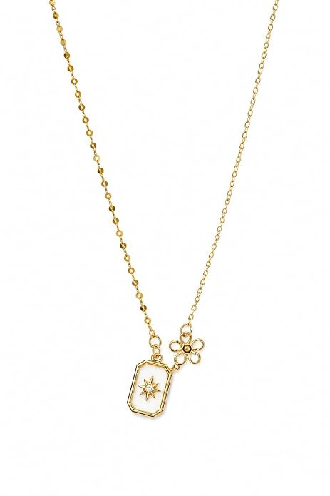 Anti Tarnish Stainless Steel Pendant Necklace for Women, Gold Plated Flower Charm Necklace, Waterproof Skin Friendly Daily Wear Jewelry, Lightweight Fashion Chain Gift for Girls &