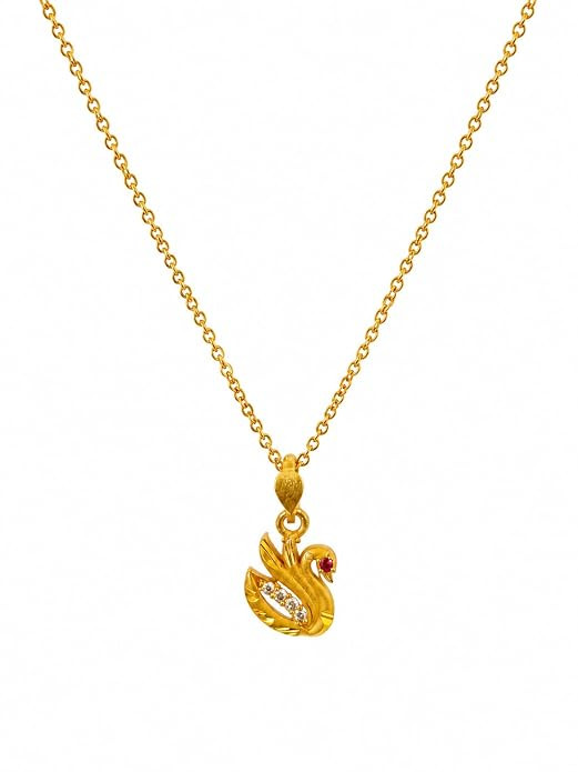 Women Gold Plated Oval Pendant Chain with Stone Studded Design | Artificial Fashion Jewellery Necklace for Women