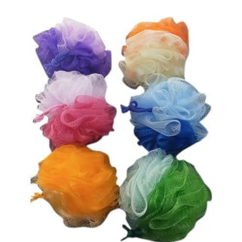BROLEO Moolyavaan Product Bath Sponge Shower Loofahs,Soft Net Body Scrubber Sponge Ball,Durable Mesh Pouf Bath Loofah Sponge Body Wash Puff(Assorted Color Pack Of-()(2)
